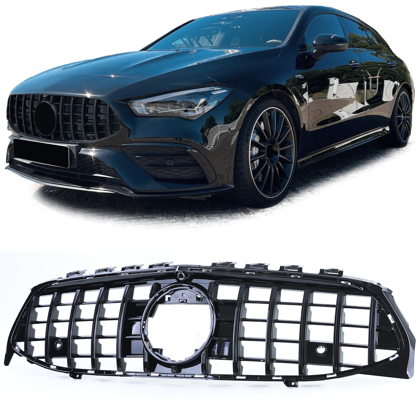 Radiator grille glossy black look suitable for Mercedes CLA X118 from 19 