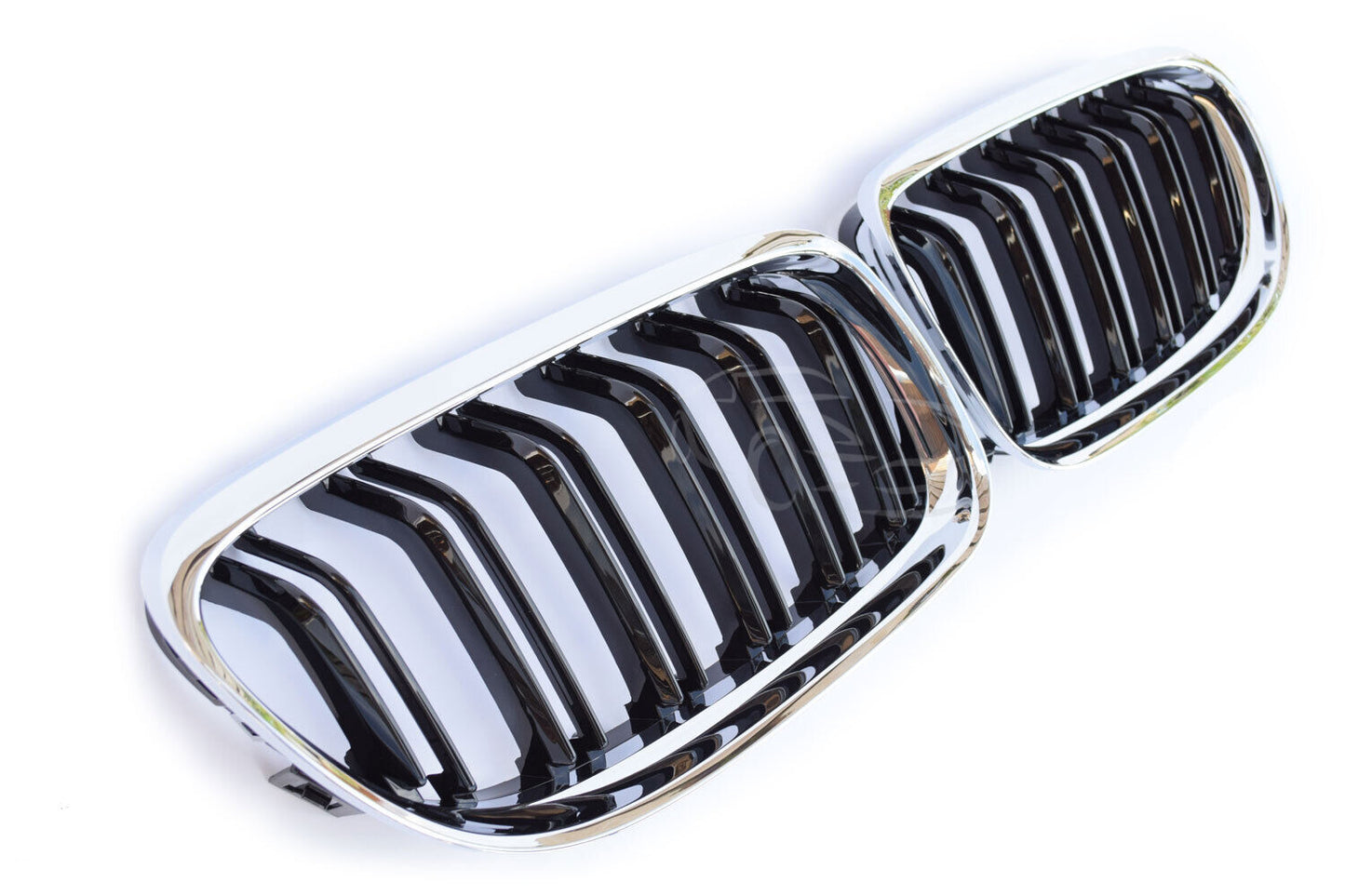 ADATTO A BMW E90 E91 dal 08 SPORT GRIGLIA RADIATORE DOPPIA STRISCIA CROMATA NERA