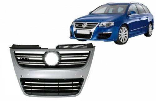 Griglia anteriore del radiatore per VW Passat 3C 2007-2010, effetto alluminio argentato.
