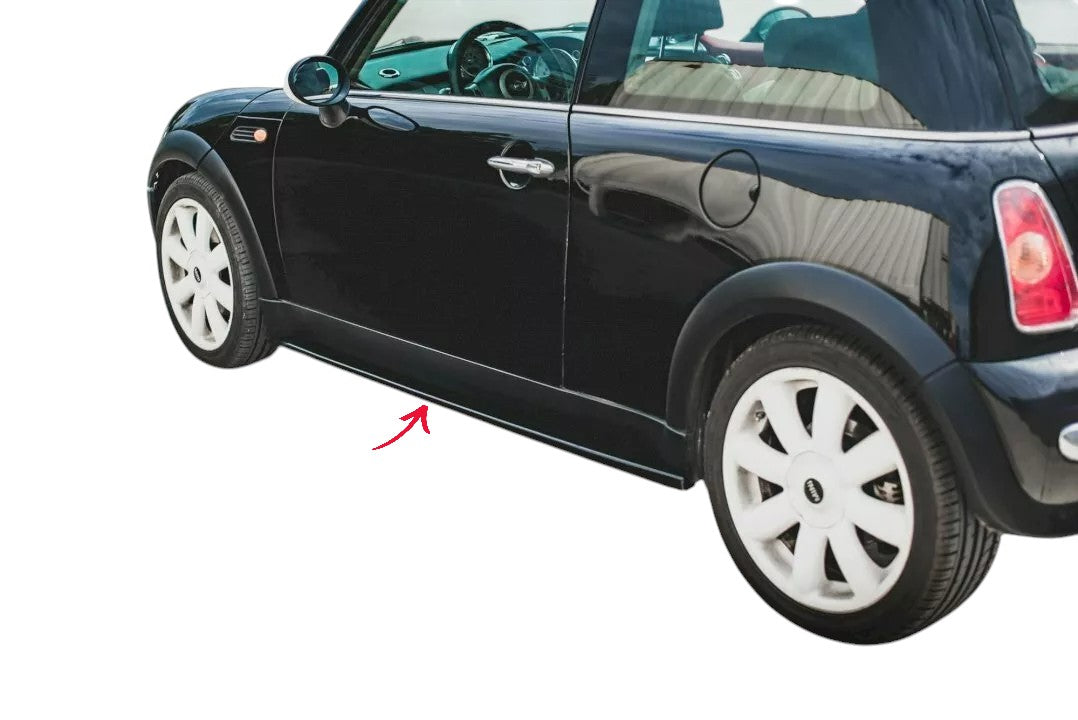 ✨Minigonne laterali Design Nero Lucido ABS Per Mini Cooper/One R50 2001-2006✨