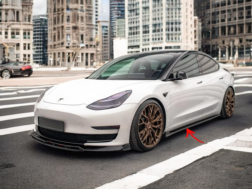 ✨MINIGONNE laterali V2 design lucido nero ABS per Tesla Model 3 2017+✨