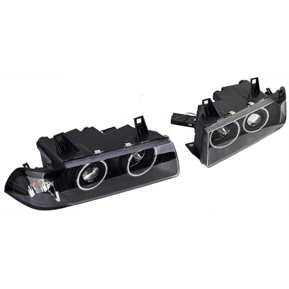 Faro anteriore CCFL Angel Eyes aftermarket compatibile con BMW Serie 3 E36 Coupé Cabrio
