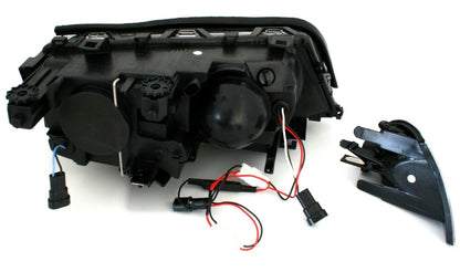 EAGLE EYES Angel Eyes headlight set in black for BMW E46 Limo Tour LED 3 Series 