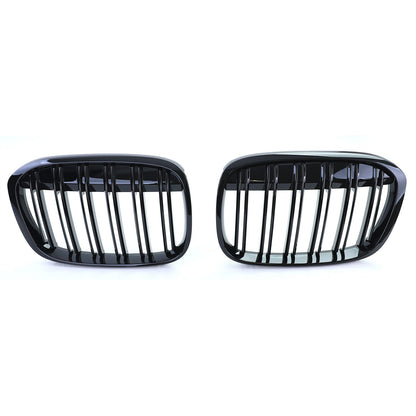 Griglia del radiatore sportiva doppia barra lucida per prestazioni aftermarket compatibile con BMW X1 F48 14-19