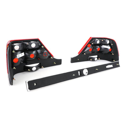 Fanali posteriori in vetro trasparente con striscia di blocco rosso aftermarket compatibile conMercedes S W140 94-98