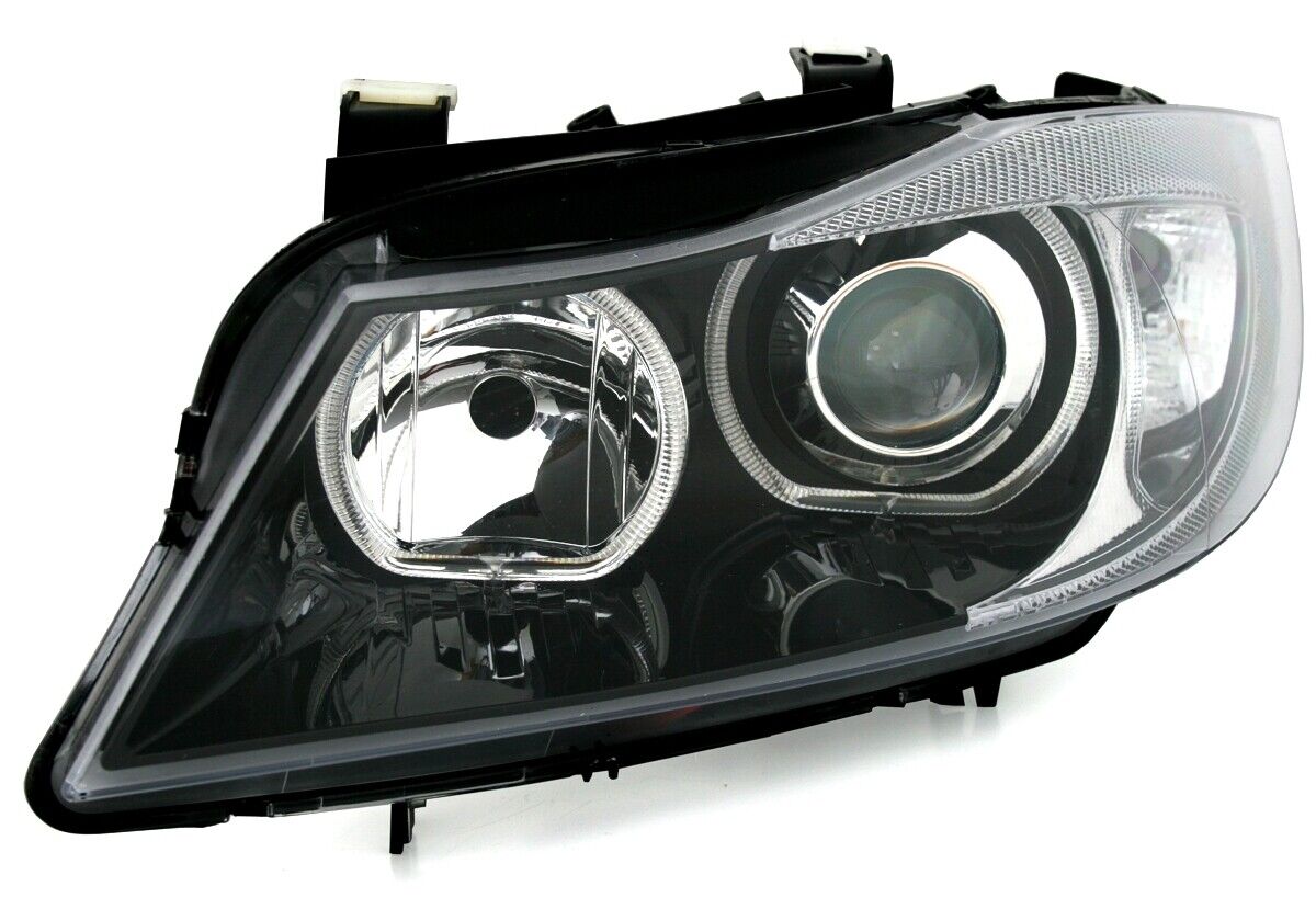 Set Occhi d'Angelo Faro per BMW E90 E91 Anno 05-08 Anello LED Nero Bianco