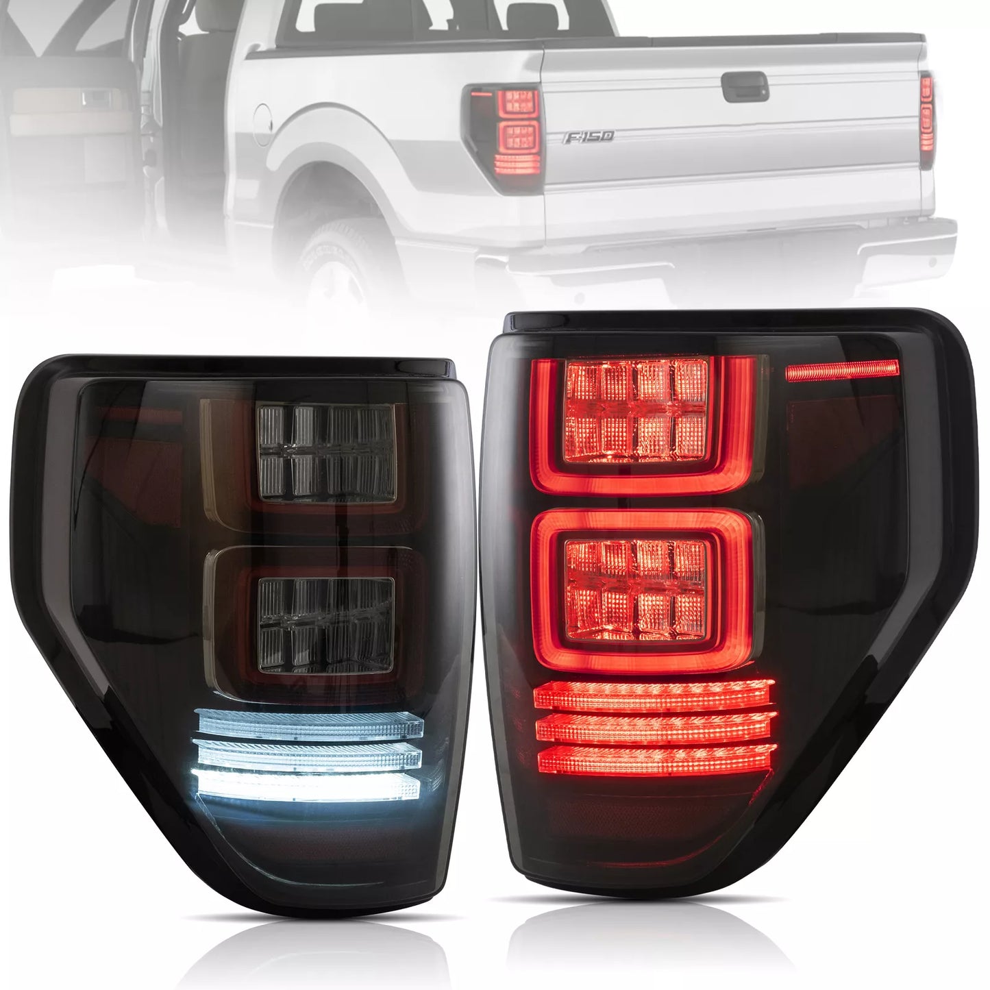 🔥ART.2857 Fanali Posteriori a LED Fumé con Sequenziale – Ford F-150 2009–2014🔥