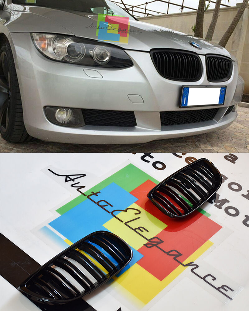 BMW SERIE 3 E92 E93 2006-2009 GRIGLIA ANTERIORE DOPPIA FASCIA NERA - LOOK M3