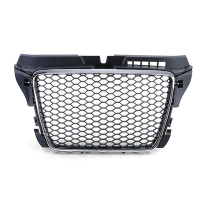 Griglia a nido d'ape senza emblema Nero Opaco Cromato aftermarket compatibile con Audi A3 8P 08-13