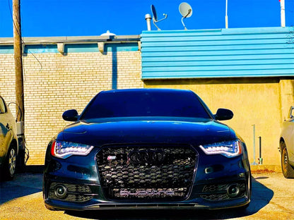 💯Glossy Black Honeycomb Grille Fit For Audi RS6 Style A6 S6 C7 13-15💯