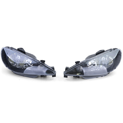 Faro in vetro trasparente nero H7 H7+ adattatore aftermarket compatibile con Peugeot 206 1998-2008
