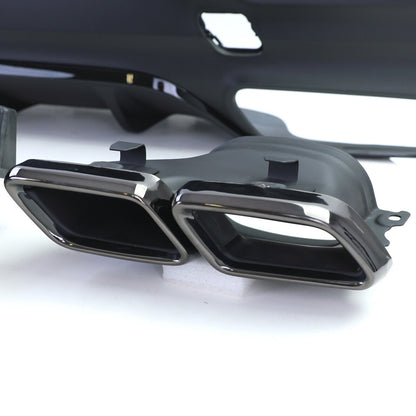 Diffusore Posteriore Sportivo + Doppi Terminali di Scarico Nero per Mercedes GLE