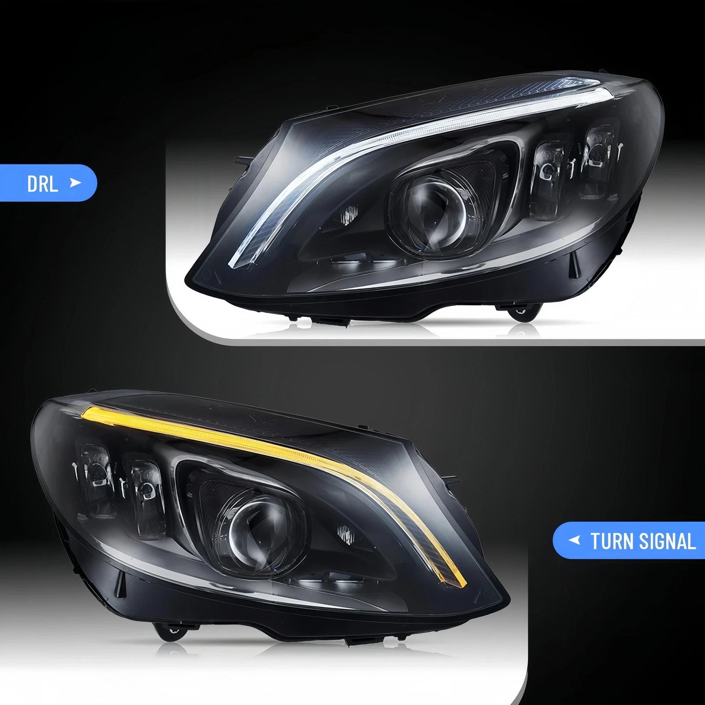 🔥ART.2836 Fari a LED con Animazione per Mercedes-Benz Classe C (2015–2021)🔥