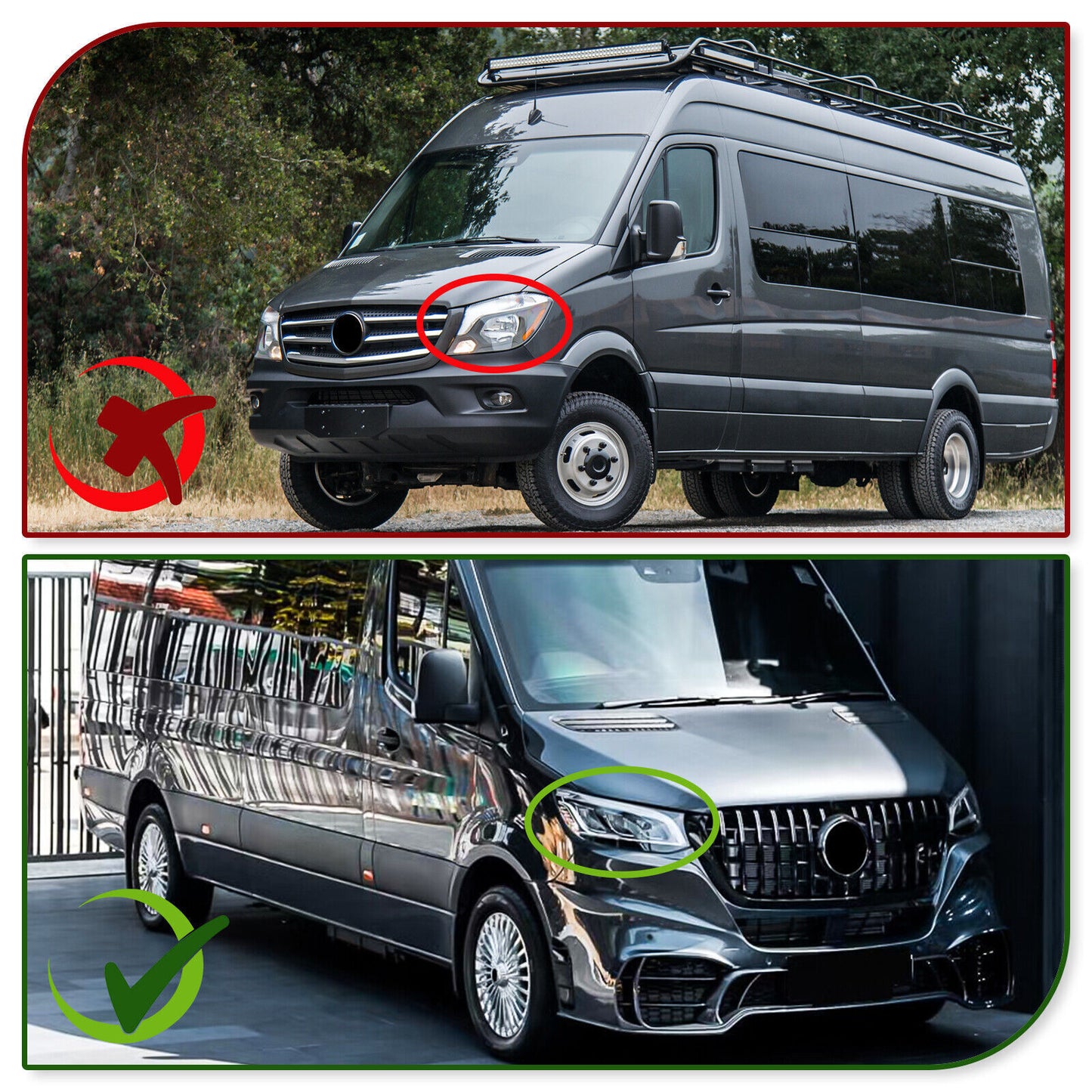 Front bumper suitable for Mercedes Sprinter W907 910 black chrome 