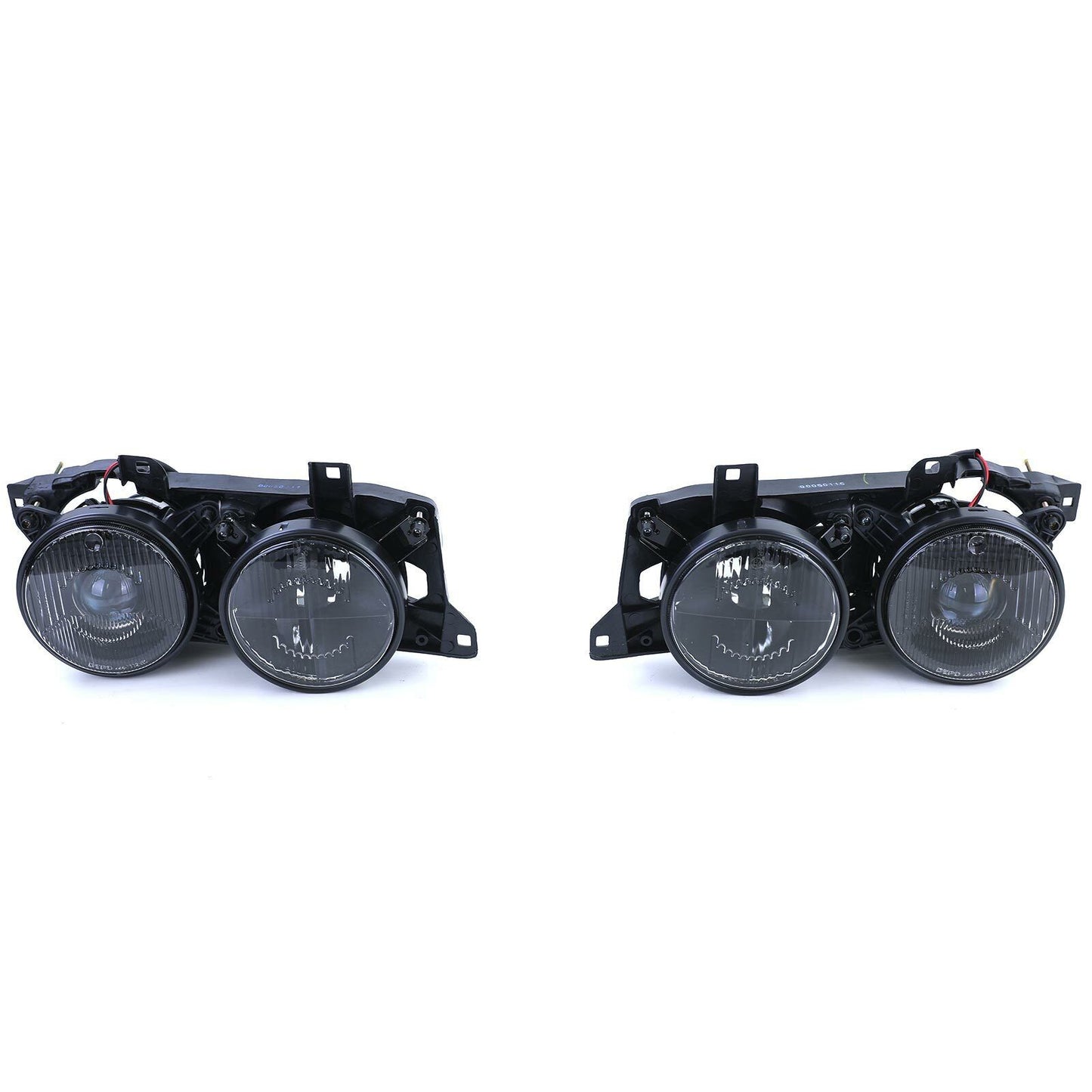 Aftermarket Black Smoke Headlight Pair Compatible with BMW 5 Series E34 88-95 7 Series E32 88-94 
