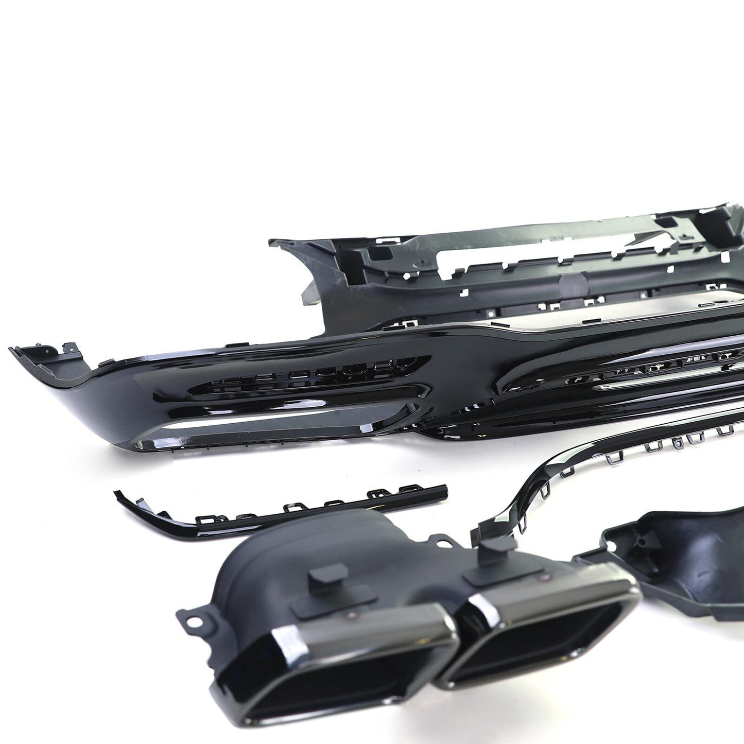 Diffusore posteriore sportivo con doppi terminali di scarico nero compatibile per Mercedes Classe S W222 17-20