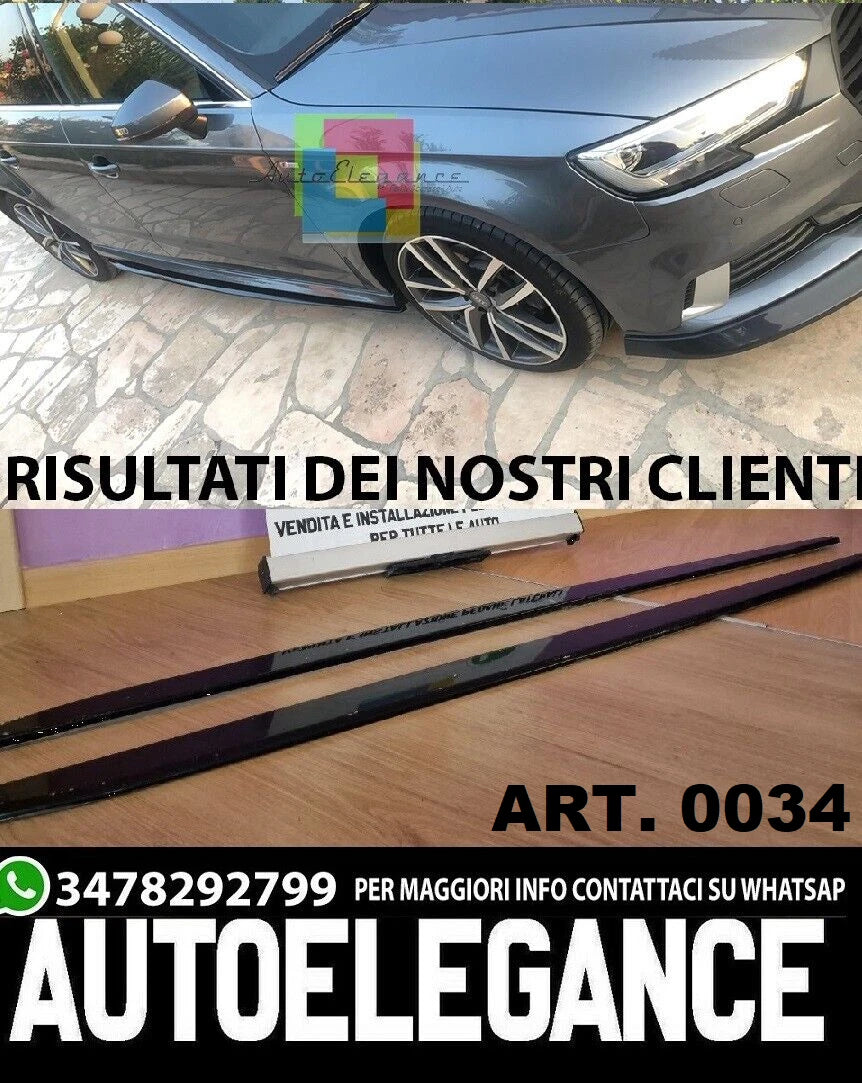 AUDI A3 8V 2017+ SOTTO MINIGONNE LATERALI ABS NERO LUCIDO LAME