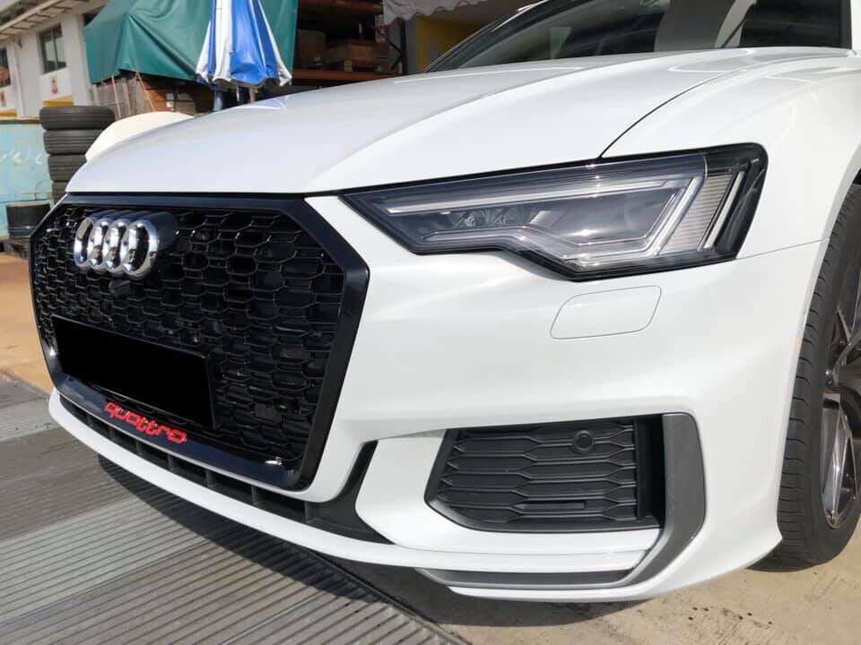 0965✨Griglia a nido d'ape griglia completa nera lucida adatta per Audi A6 C8 19✨