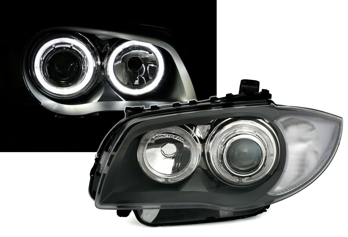 Angel Eyes Headlight with White LED Rings for BMW 1 Series E87 E81 E82 E88 Grey 