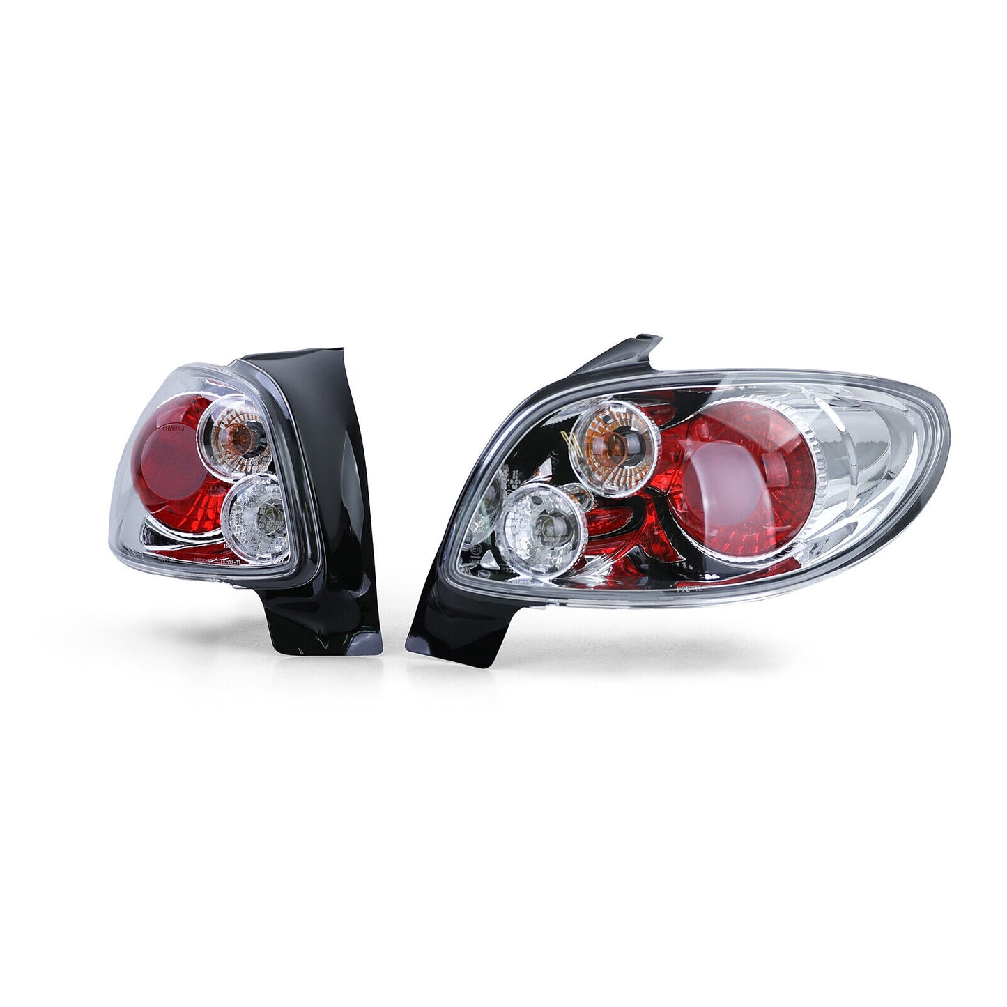 Fanali posteriori in vetro trasparente cromati per Peugeot 206 hatchback 3+5 porte 98-09