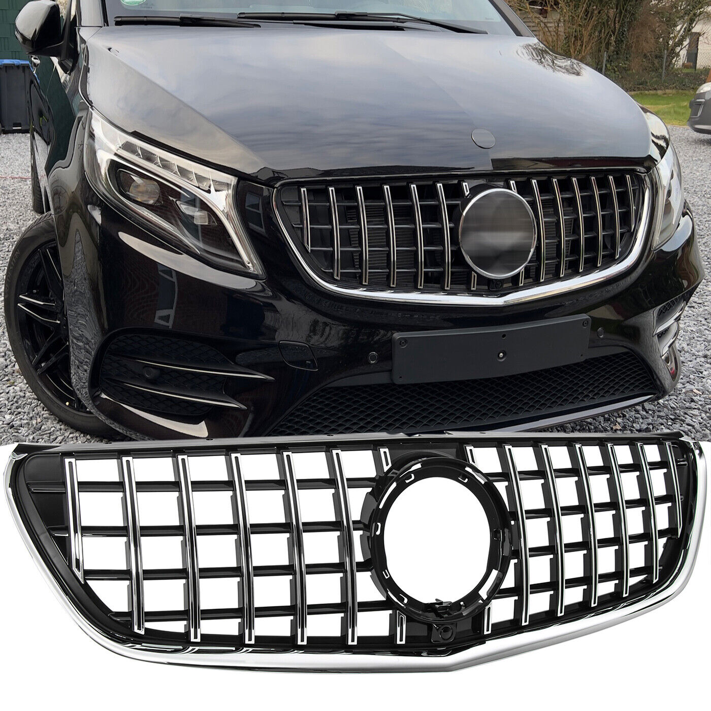 Griglia GT Panamericana adatta per Mercedes Classe V W447 dal 2019 argento nero