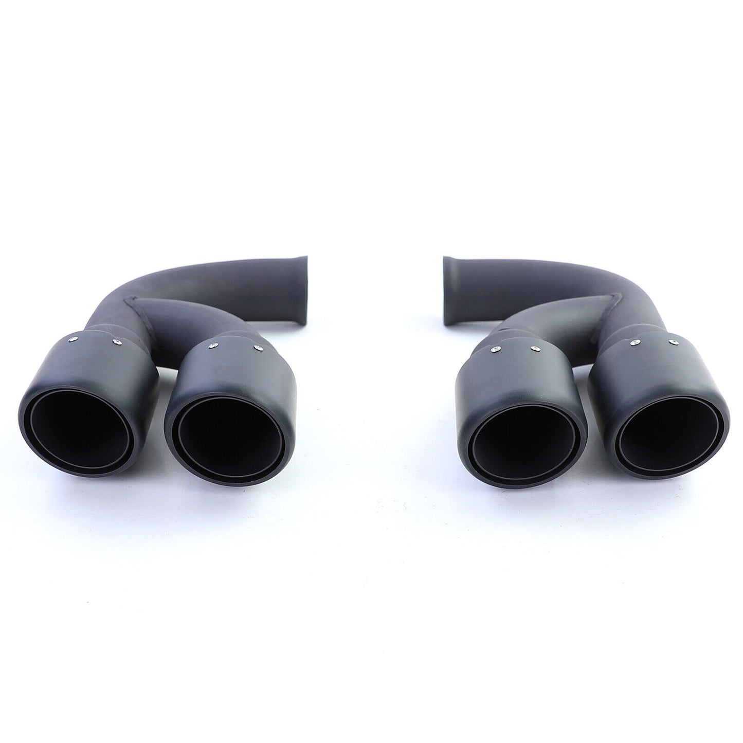 Aftermarket Black Stainless Steel Dual Exhaust Pipes Compatible with Porsche Cayenne 92A 3.0 Diesel 10-14 