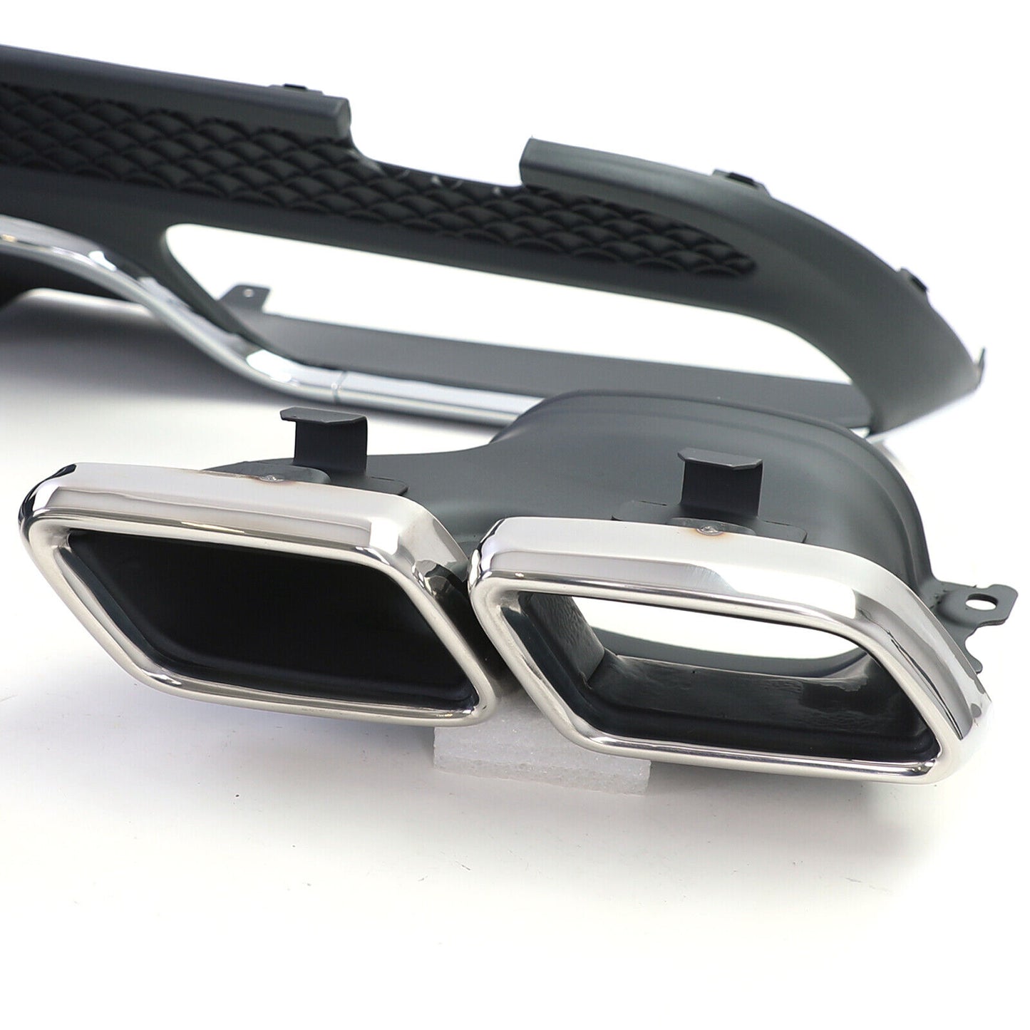 Aftermarket Chrome Sport Rear Diffuser with Exhaust Tips Compatible with Mercedes C W205 S205 14-18 