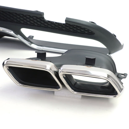 Aftermarket Chrome Sport Rear Diffuser with Exhaust Tips Compatible with Mercedes C W205 S205 14-18 