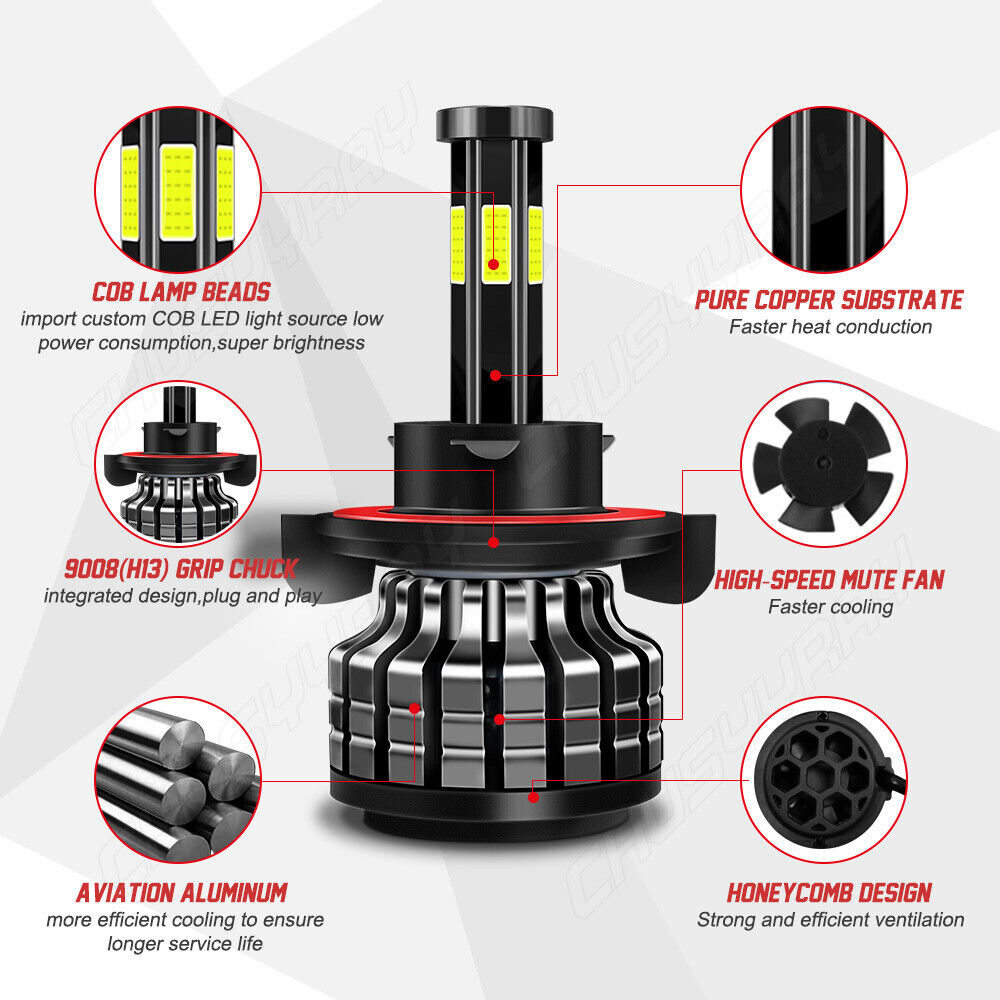 For 2006 2007 Mitsubishi Eclipse - 6000k LED Headlight Hi/Lo + Fog Light Bulbs 