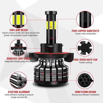 For 2006 2007 Mitsubishi Eclipse - 6000k LED Headlight Hi/Lo + Fog Light Bulbs 