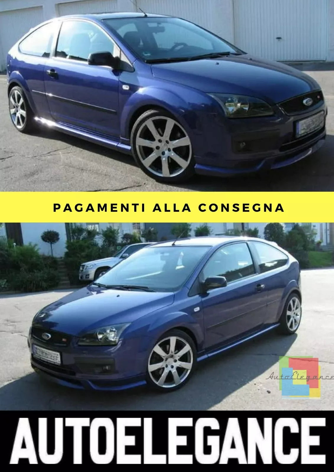 ⚙️ Ford Focus MK2 3D Body Kit - SOTTO PARAURTI ANTERIORE + MINIGONNE⚙️
