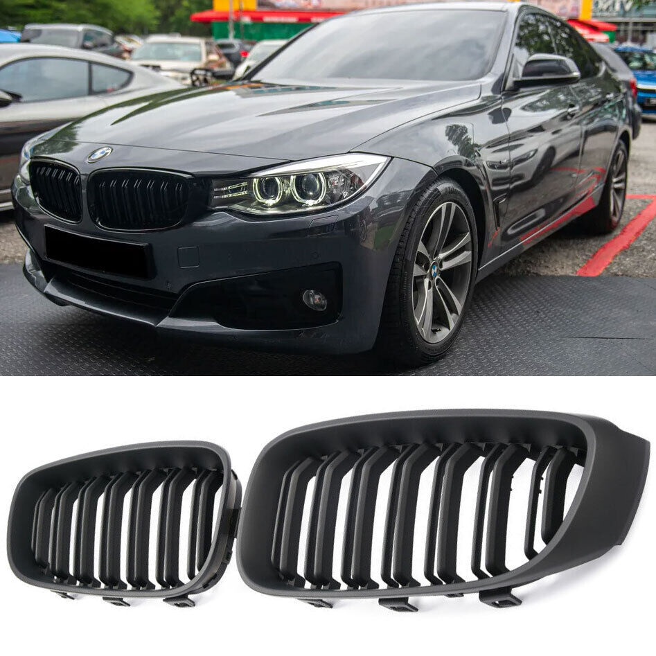 ADATTO PER BMW SERIE 3 F34 GT SPORT GRILL DOPPIO PONTE NERO OPACO