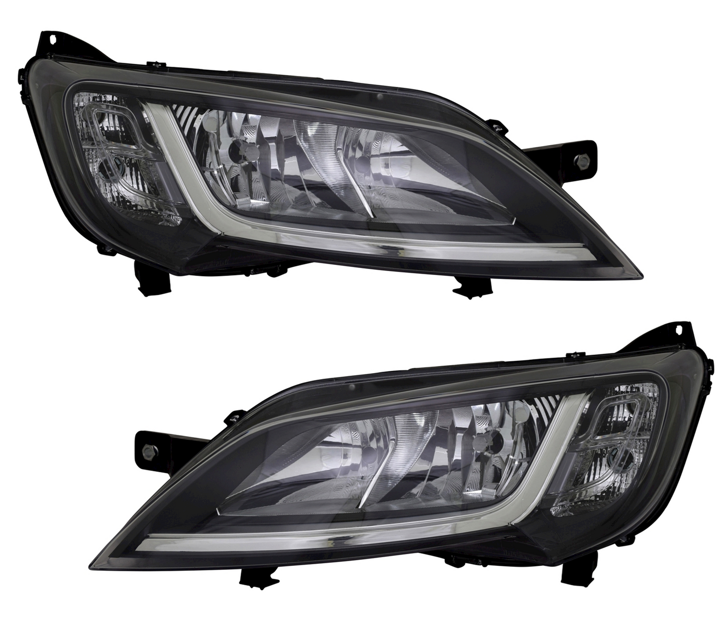 Headlight Set for Citroen Fiat Peugeot LWR Actuator TFL DRL H7 Black 