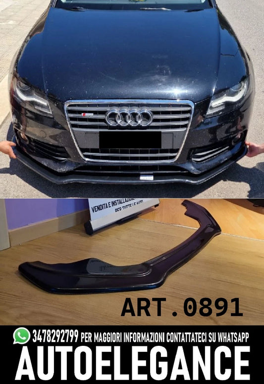 0891 SPLITTER ADATTO PER AUDI A4 B8 2007-2011 STANDARD SLINE S4 NERO LUCIDO