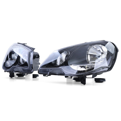 GTI Cup Headlights Black - Aftermarket Set Compatible with VW Polo 9N3 05-09 