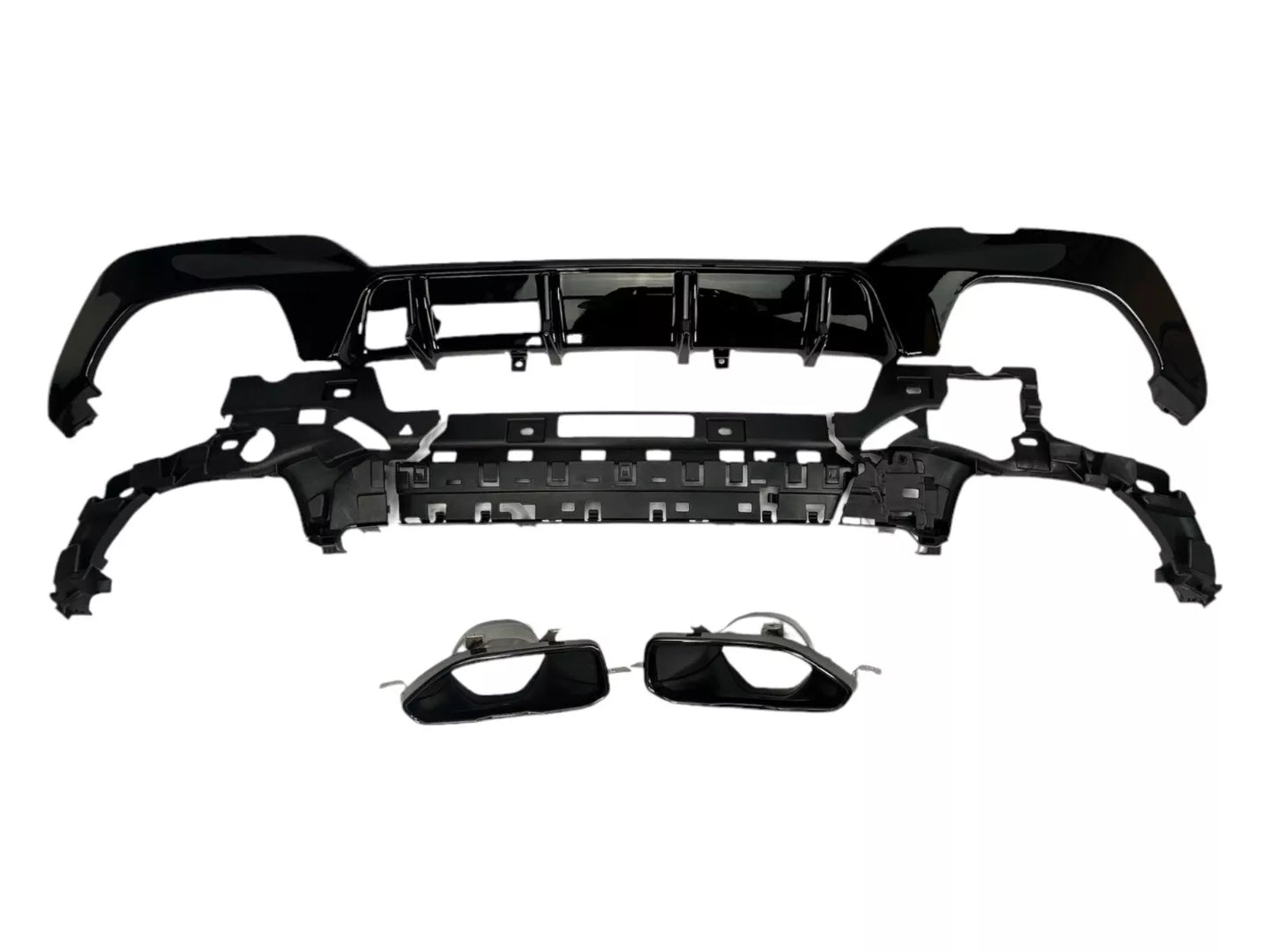 😎DIFFUSORE + PEZZI DI SCARICO NERO ADATTO A BMW SERIE 3 G20 / G20 2019-2022😎
