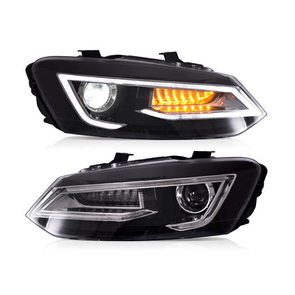 💫ART.9349 FARI ANTERIORI NERI LED PER WW POLO V 2009-2017💫