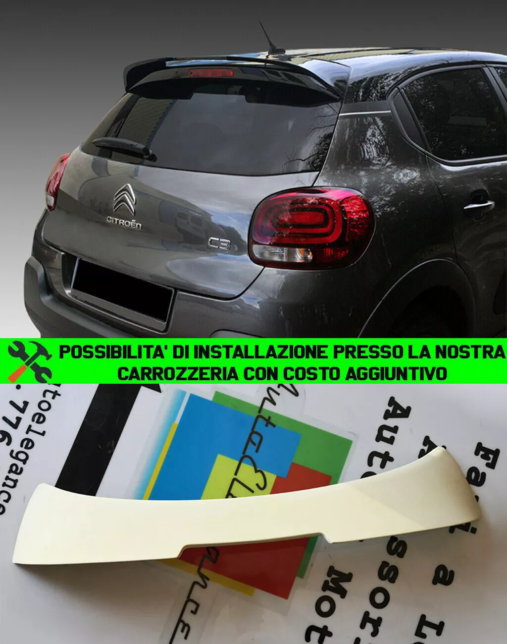 CITROEN C3 III FROM 2017+ SPORTS ROOF SPOILER IN ABS / PLASTIC 