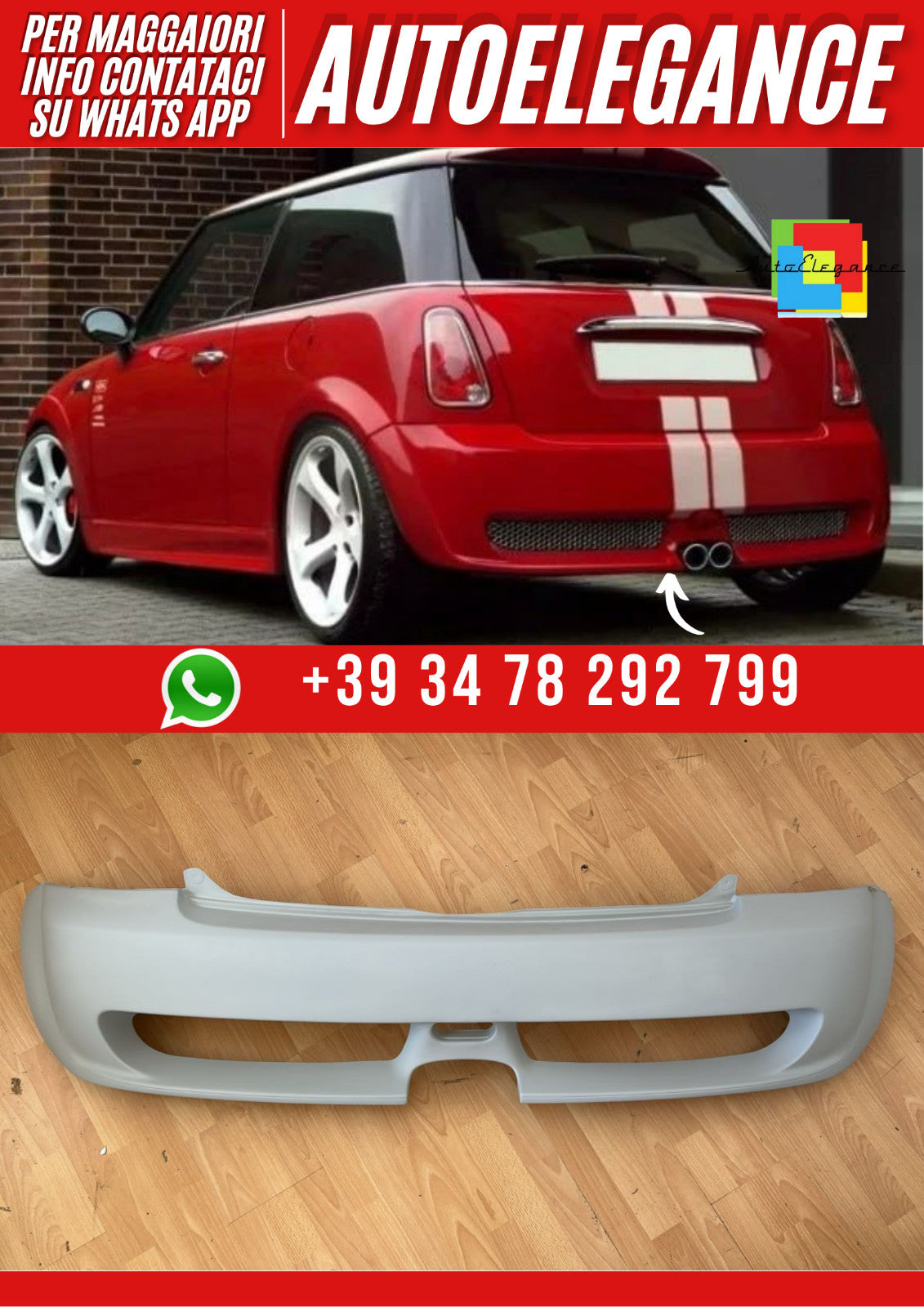 💕Art.2311 Heckstoßstange Mini 2001-2007 Look S JCW - Unlackiert💕