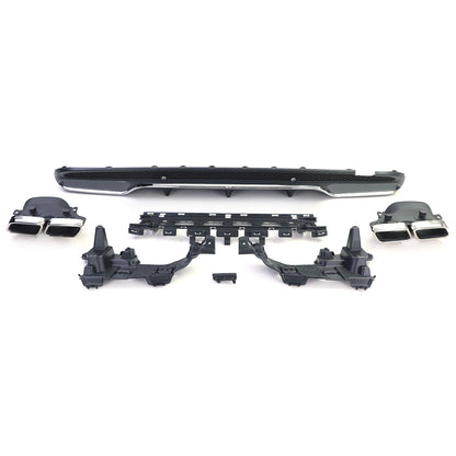 Aftermarket Chrome Sport Rear Diffuser with Exhaust Tips Compatible with Mercedes C W205 S205 14-18 