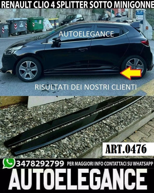 0476 RENAULT CLIO 4 IV 2012+ LAME DE PARE-CHOCS NOIR BRILLANT SOUS BAS DE CAISSE