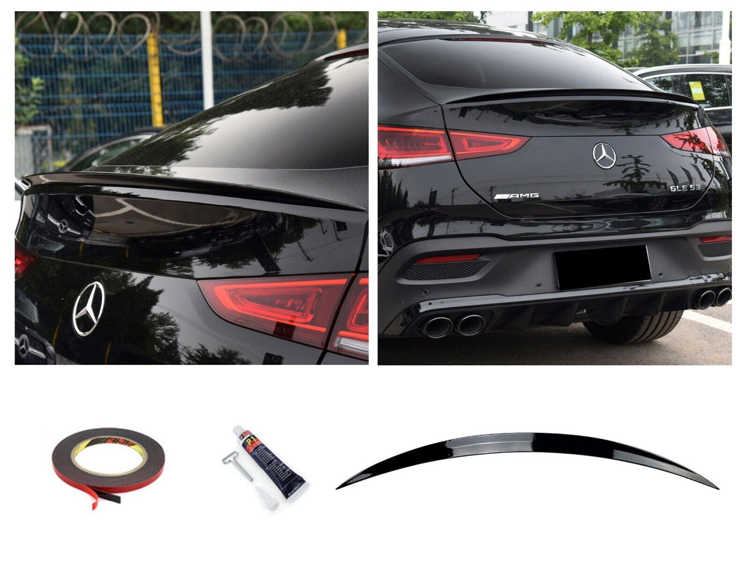 Adatto per Mercedes C167 GLE Coupé SPOILER POSTERIORE LIP NERO LUCIDO