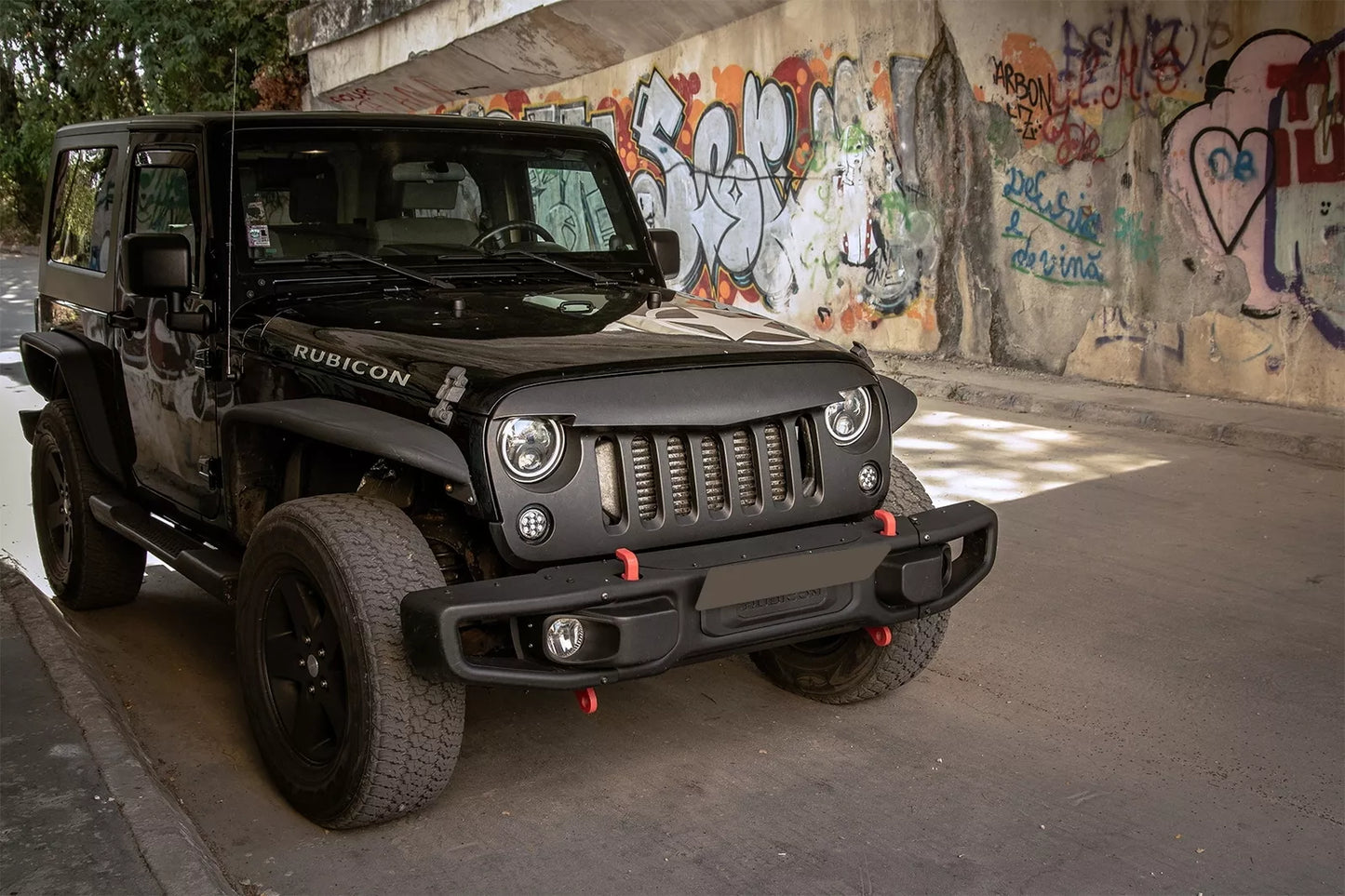 ✨Griglia Calandra per Jeep Wrangler Rubicon JK 07-17 Angry Look Nero opaco Gril✨