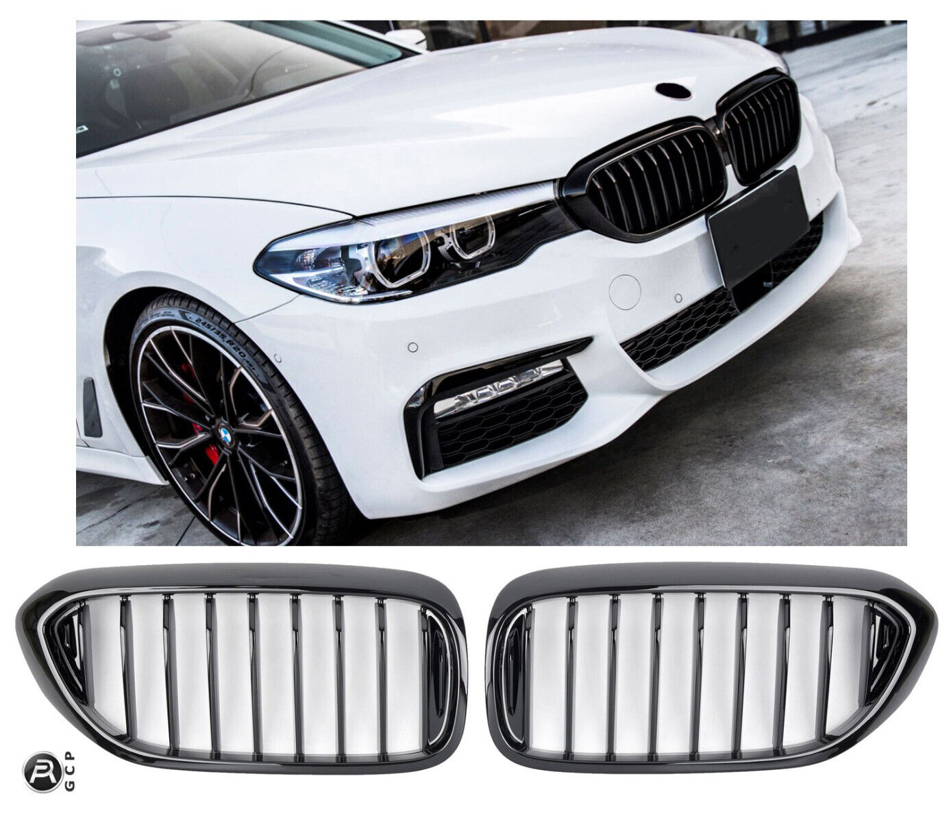 ADATTO BMW SERIE 5 G30 G31 GRIGLIA DEL RADIATORE NERO LUCIDO AUTOELEGANCERICAMBI