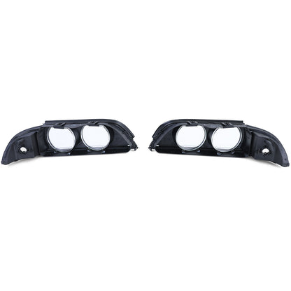 Pair of Headlight Lenses Black Smoke TYC compatible for BMW 5 Series E39 