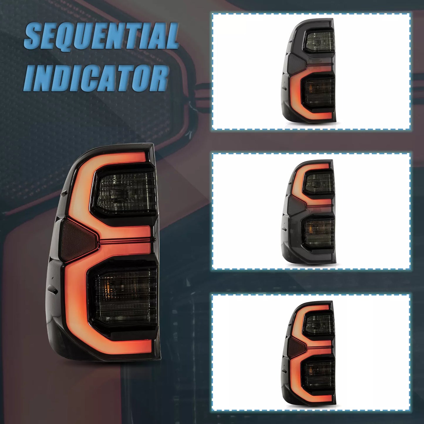 🔥ART.2854 Fanali Posteriori a LED Fumé con Animazione Start-Up – Toyota Hilux🔥