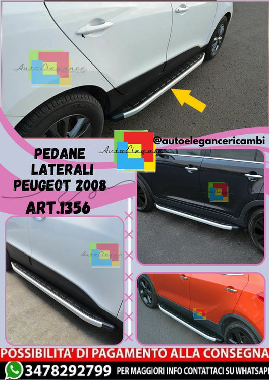 🎀ART.1356 PEDANE LATERALI ADATTI PER PEUGEOT 2008 2022+ 183CM ANTISCIVOLO 🎀