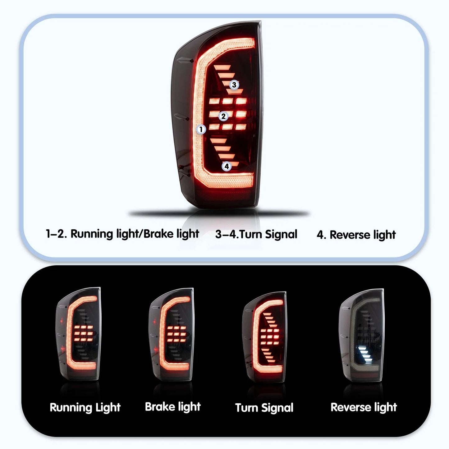 ⭐ART.2950 Fanali Posteriori a LED con Sequenziale – Toyota Tacoma (2016–2021)⭐