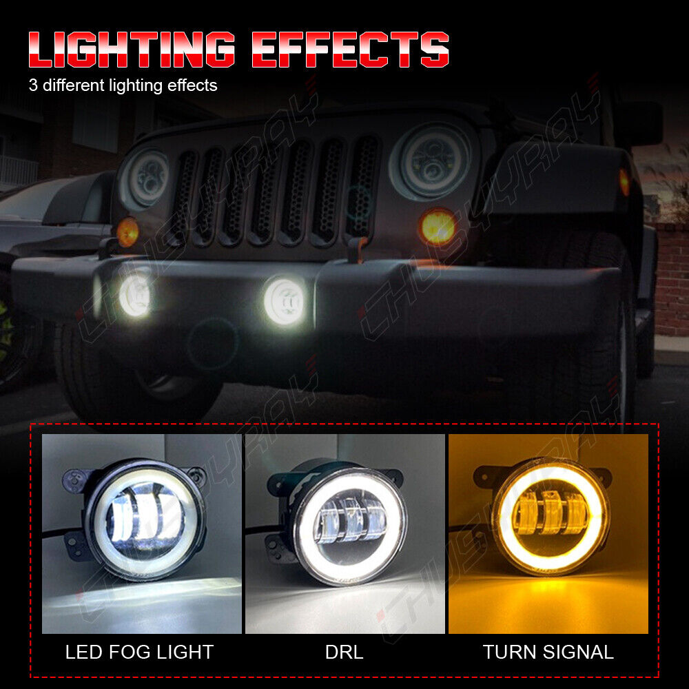 7" LED Headlights Fog Lamp Turn Signal Light For 2003-2007 Jeep Liberty
