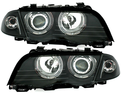 EAGLE EYES Angel Eyes headlight set in black for BMW E46 Limo Tour LED 3 Series 